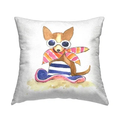 Stupell Industries Sandy Dog On Beach Outdoor Printed Pillow By Geoff Allen In Tan