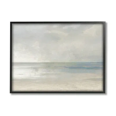 Stupell Industries Sandy Tide Ocean Horizon By Christy Mckee - Floater Frame Graphic Art On Wood In Midnight Black Framed Giclee