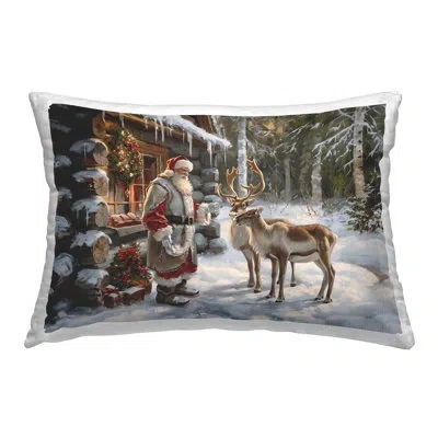 Stupell Industries Santa's Cabin With Reindeer Decorative Printed Throw Pillow By Imagine It Images In Brown