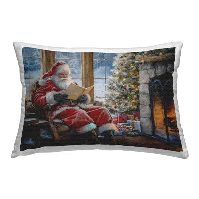 Stupell Industries Santa Reading By Fire Outdoor Printed Pillow By Imagine It Images In Red