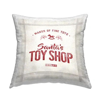 Stupell Industries Santa's Toy Shop Vintage Outdoor Printed Pillow By Kelley Talent In Red
