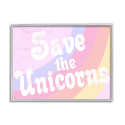 Stupell Industries Save The Unicorns In Farmhouse Gray Framed Giclee