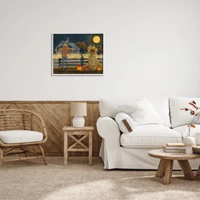 Stupell Industries " Scarecrow Farm Landscape Single Picture Frame " By Billy Jacobs On In Coastal White Framed Giclee