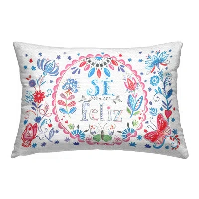 Stupell Industries Se Felices Mariposas Florales Outdoor Printed Pillow By Sd Graphics Studio In Blue