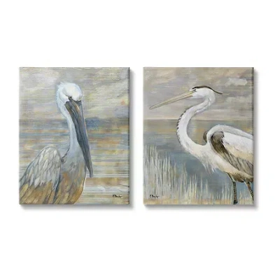 Stupell Industries Sea Birds Abstract Beach 2-pc. Wall Art Set In White
