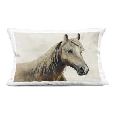 Stupell Industries Sea Biscuit Horse Portrait Decorative Printed Throw Pillow Design By Jacob Q In Beige