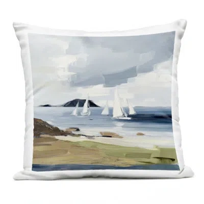 Stupell Industries Sea Vessels Near Shore Outdoor Printed Pillow, Design By Elara Yasna