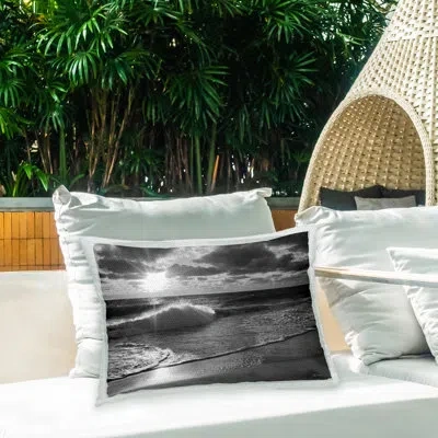 Stupell Industries Sea Waves On Shore Outdoor Printed Pillow By Lori Deiter In Black;white