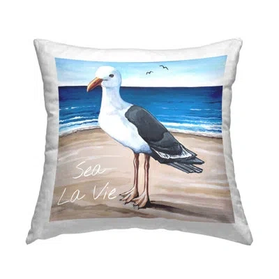 Stupell Industries Seagull Bird Standing Beach Shore Waves Printed Throw Pillow Design By Elizabeth Tyndall