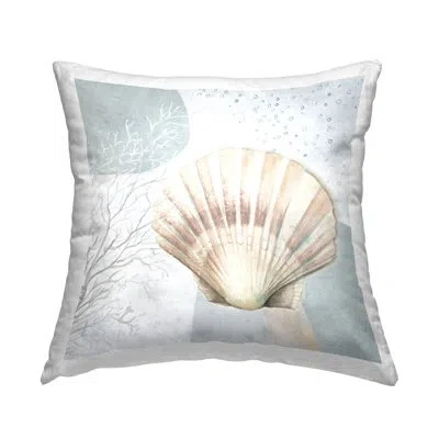 Stupell Industries Seashell Circle Pattern Decorative Printed Throw Pillow Design By Patricia Pinto In Blue