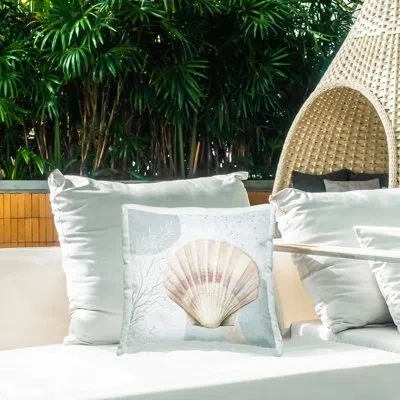 Stupell Industries Seashell Circle Pattern Printed Outdoor Throw Pillow Design By Patricia Pinto In Blue