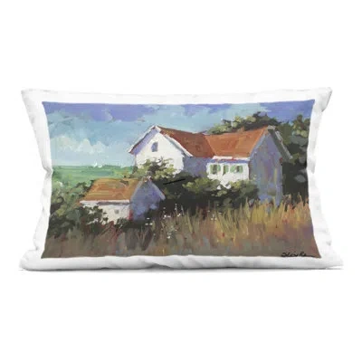 Stupell Industries Seaside House With Ocean View Decorative Printed Throw Pillow Design By Jane Slivka In Blue