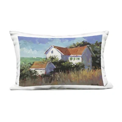 Stupell Industries Seaside House With Ocean View Outdoor Printed Pillow Design By Jane Slivka In Blue