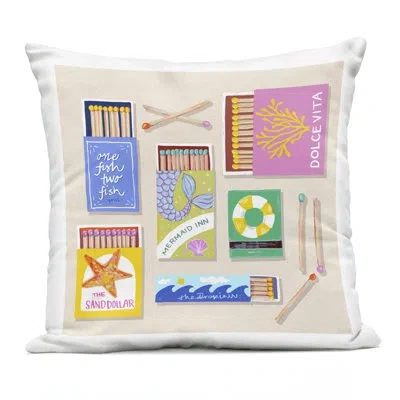 Stupell Industries Seaside Matchbox Collection Outdoor Printed Pillow, Design By Rachael Reese In Beige