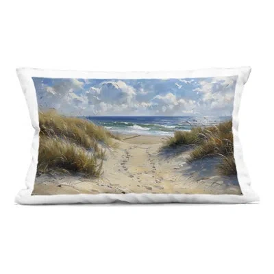 Stupell Industries Seaside Pathway Footprints Decorative Printed Throw Pillow Design By Lsr Creative Studio In Blue