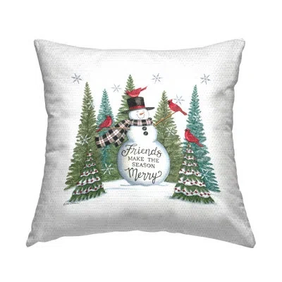 Stupell Industries Seasonal Friendship Phrase Outdoor Printed Pillow By Deb Strain In White