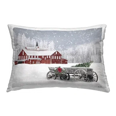 Stupell Industries Seasonal Snowy Wagon Outdoor Printed Pillow By Lori Deiter In Red