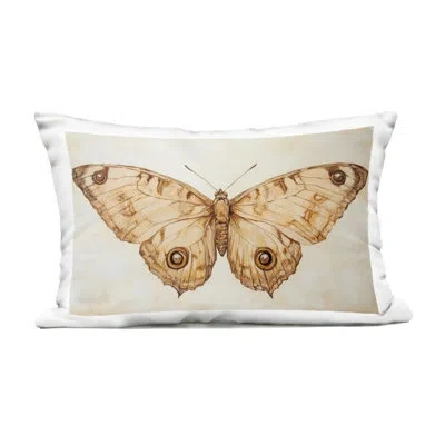 Stupell Industries Sepia Moth Vintage Illustration Outdoor Printed Pillow, Design By Petal Prints Design In Beige