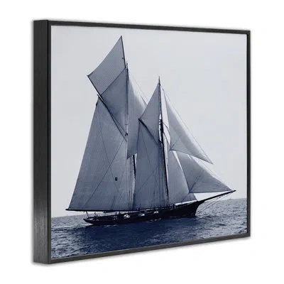 Stupell Industries Serene Sea Vessel Framed Giclee Art, Design By Stellar Design Studio In Midnight Black Framed Giclee