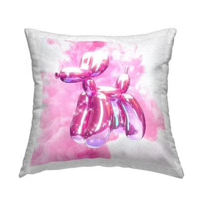 Stupell Industries Shimmering Balloon Dog Outdoor Printed Pillow By Ziwei Li In Pink