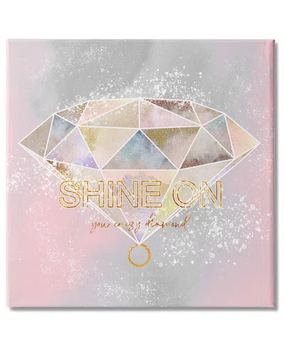 Stupell Industries Shine On Crazy Diamond Glam Pink Geometric Pattern Stretched Canvas Wall Art By Ziwei Li In Multicolor