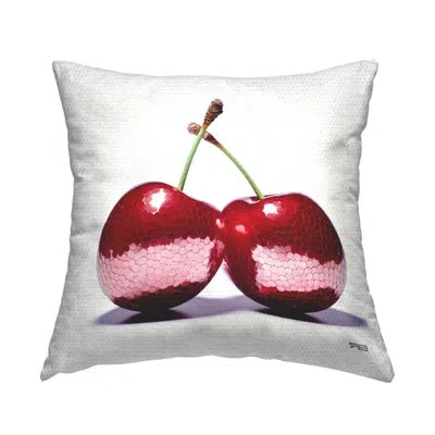 Stupell Industries Shining Cherry Fruits Outdoor Printed Pillow By Rb In White