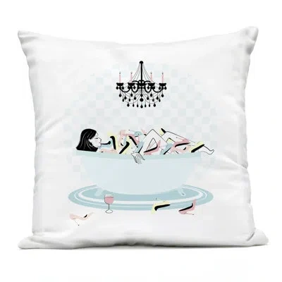 Stupell Industries Shoe Lover Bath Time Outdoor Printed Pillow, Design By Martina Pavlova In Blue