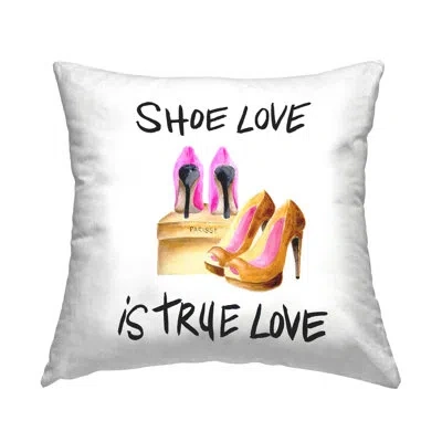 Stupell Industries Shoes True Love Glam Fashion Heels Phrase Printed Throw Pillow By Regina Moore In Beige