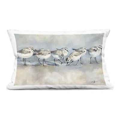Stupell Industries Shore Birds Lineup On Beach Decorative Printed Throw Pillow Design By Ramona Murdock In Gray