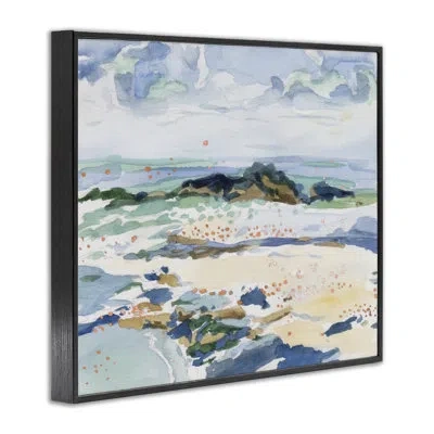 Stupell Industries Shoreline Dreams Abstraction Giclee Art, Design By Melissa Wang In Midnight Black Framed Giclee