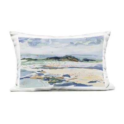Stupell Industries Shoreline Dreams Abstraction Outdoor Printed Pillow, Design By Melissa Wang In Blue
