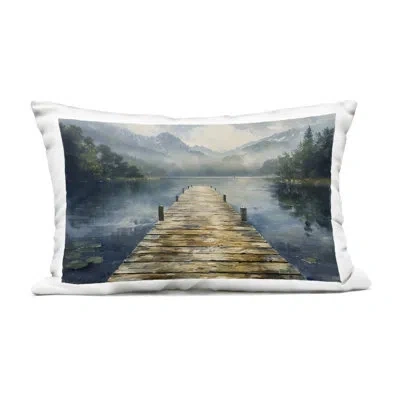 Stupell Industries Shoreline Serenity Beach Outdoor Printed Pillow Design By Lsr Creative Studio In Dark Blue Dock