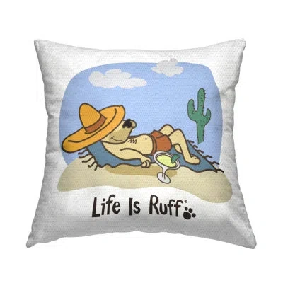 Stupell Industries Siesta Dog In Desert Outdoor Printed Pillow By Lir In Tan