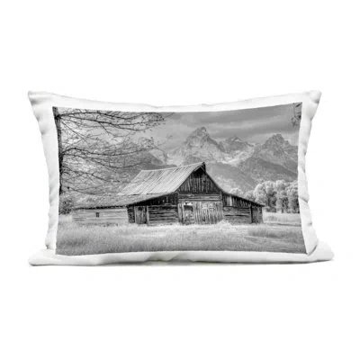 Stupell Industries Sign Of The Feather Barn Landscape Outdoor Printed Pillow, Design By Jadei Graphics In Gray