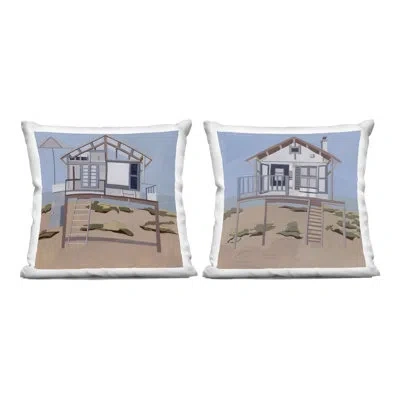 Stupell Industries Silent Shore Beach Houses 2 Piece Decorative Printed Throw Pillow Set Design By Melissa Wang In Brown