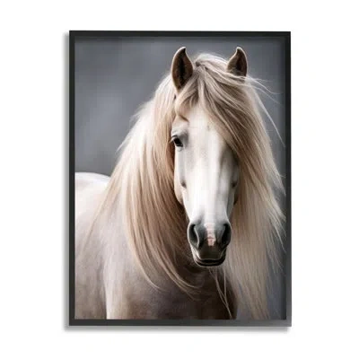 Stupell Industries Silky Haired Horse By Ray Powers Single Picture Frame Print On Canvas In Midnight Black Framed Giclee