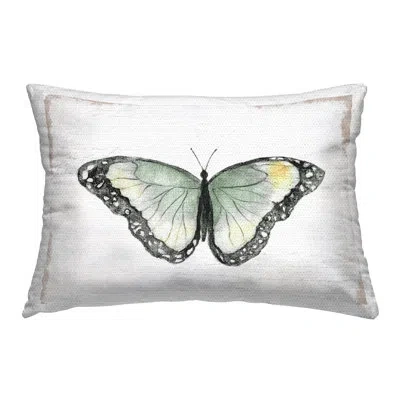 Stupell Industries Simple Butterfly Visage Outdoor Printed Pillow By Janet Tava In White