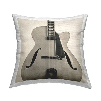 Stupell Industries Simple Chic Guitar Outdoor Printed Pillow By Deborah Revell In Gray