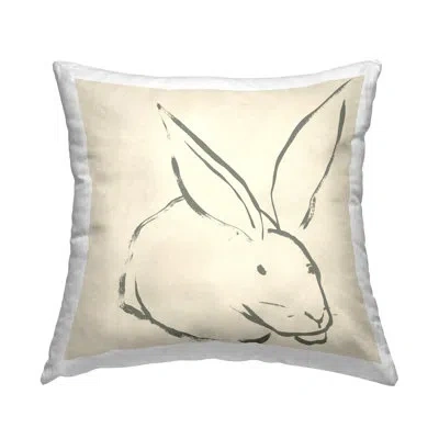 Stupell Industries Simple Rabbit Outline Decorative Printed Throw Pillow Design By June Erica Vess In Beige