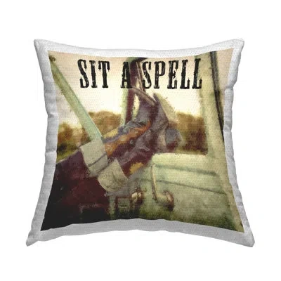 Stupell Industries Sit A Spell Cowboy Printed Outdoor Throw Pillow Design By Sasha In Brown