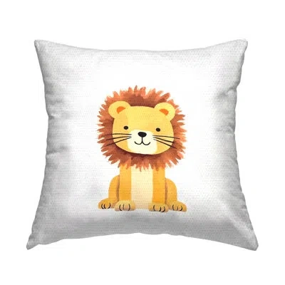 Stupell Industries Sitting Baby Lion Cub Outdoor Printed Pillow By Andrea Haase In Tan