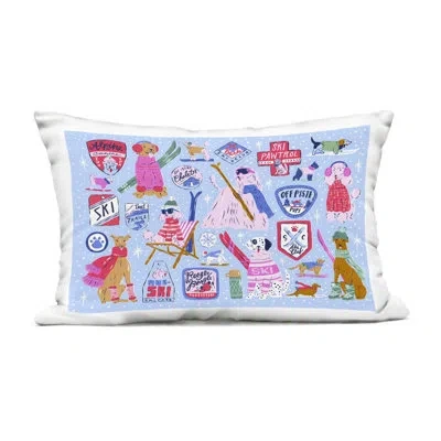Stupell Industries Ski Dogs Composition Outdoor Printed Pillow Design By Krissy Mast In Blue