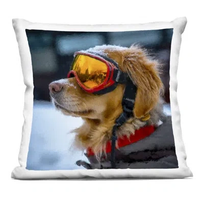Stupell Industries Ski Goggles Dog Decorative Printed Throw Pillow, Design By Sean Parnell In Gray