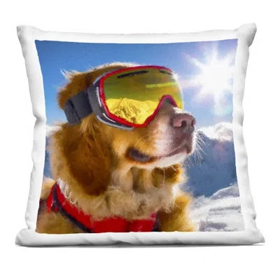 Stupell Industries Ski Goggles Retriever Decorative Printed Throw Pillow, Design By Sean Parnell In Blue