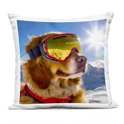 Stupell Industries Ski Goggles Retriever Outdoor Printed Pillow, Design By Sean Parnell In Blue