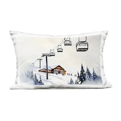Stupell Industries Ski Lodge Chair Lift Outdoor Printed Pillow, Design By Arlington Prints In Brown Ski Lodge Chair Lift
