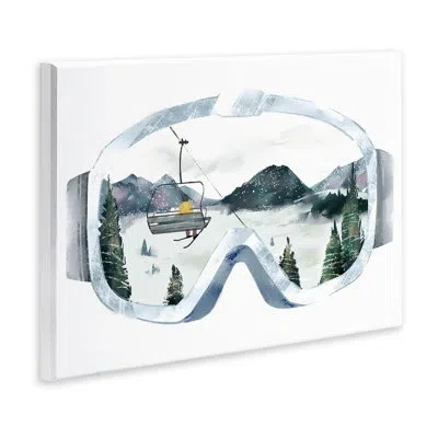 Stupell Industries Ski Mountain Reflection In Sports Goggles Winter Forest Oversized Wall Plaque Art By Ziwei Li In Gray