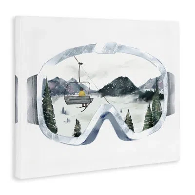 Stupell Industries Ski Mountain Reflection In Sports Goggles Winter Forest Oversized Wall Plaque Art By Ziwei Li In Gray