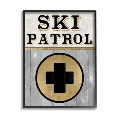 Stupell Industries Ski Patrol Medical Skiing Giclee Art By Livi Finn In Midnight Black Framed Giclee