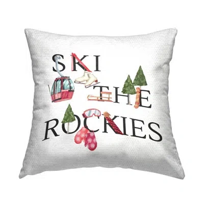 Stupell Industries Ski The Rockies Seasonal Winter Sports Typography Outdoor Printed Pillow By Ziwei Li In Black;red